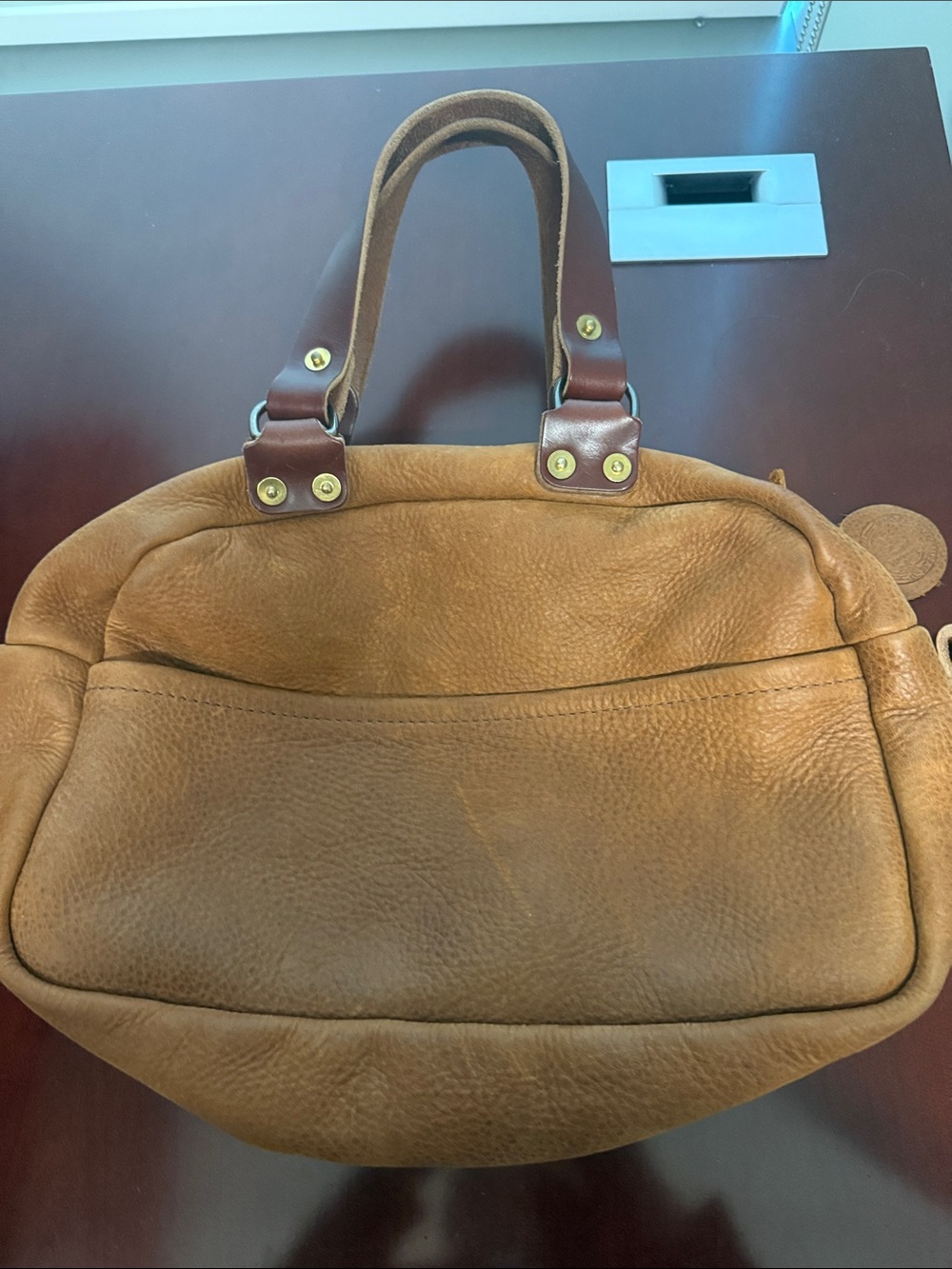 Go forth goods Hoffman in honey Leather Bag with Brown Handles without straps